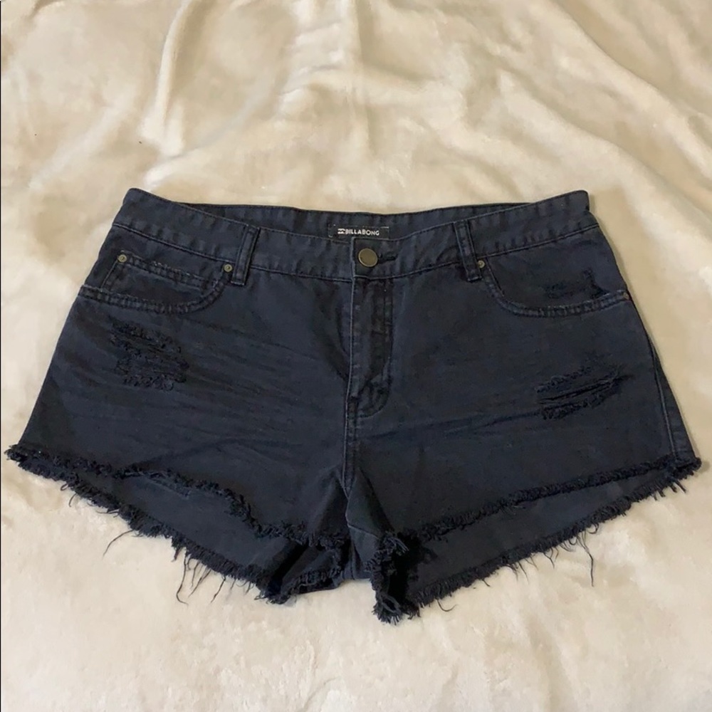 Distressed Black Denim Shorts